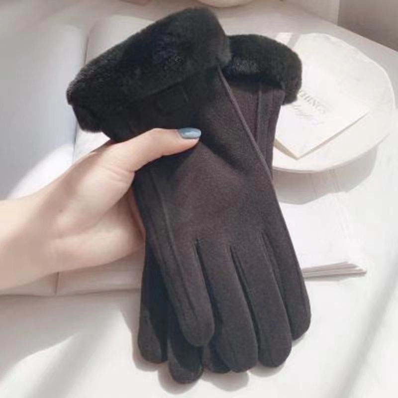 Gants à écran tactile chauds et coupe-vent de couleur unie