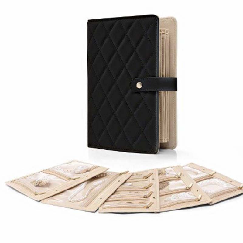 Luxe leren draagbaar sieradenopslagboek