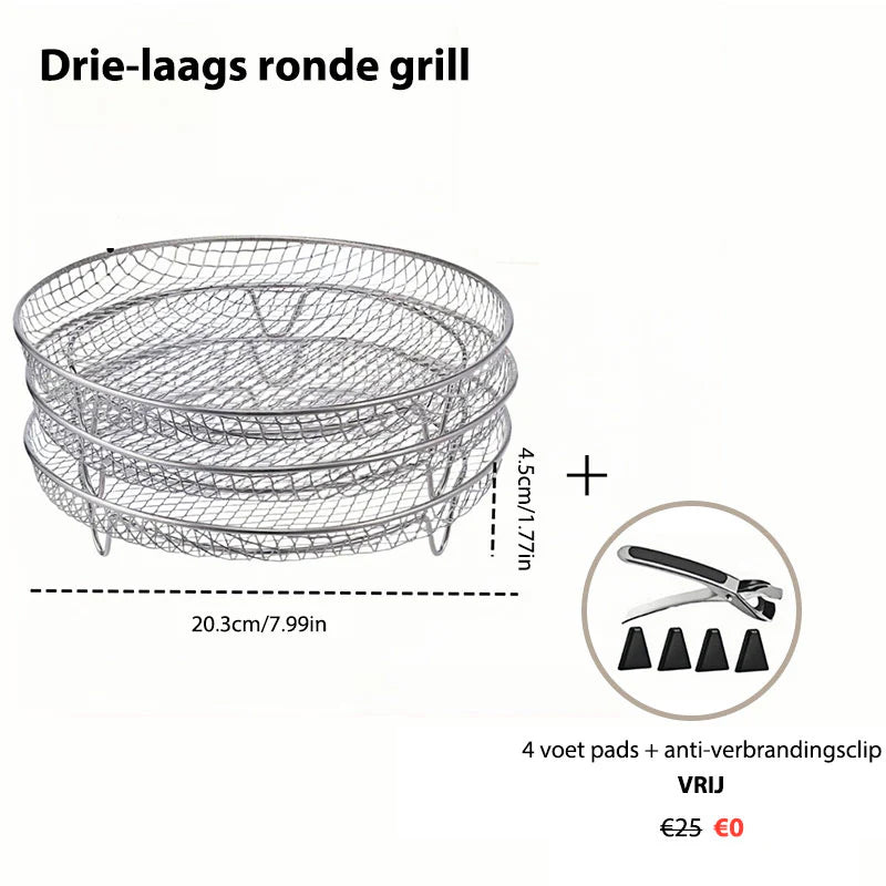 3-laags stapelbare airfryer rooster