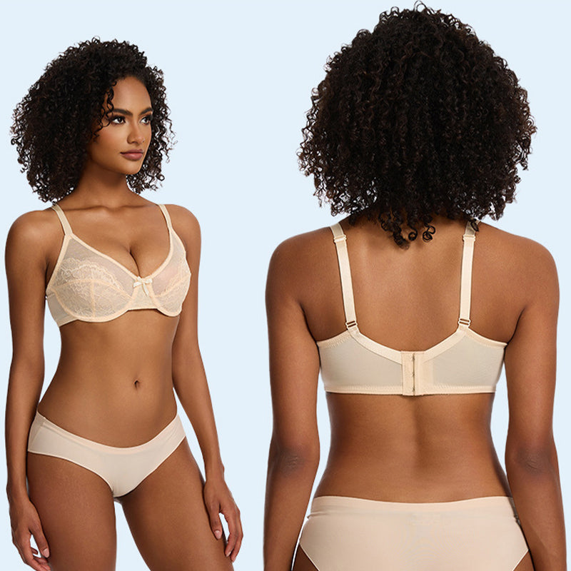 Soutien-gorge confort en dentelle florale et maille respirante