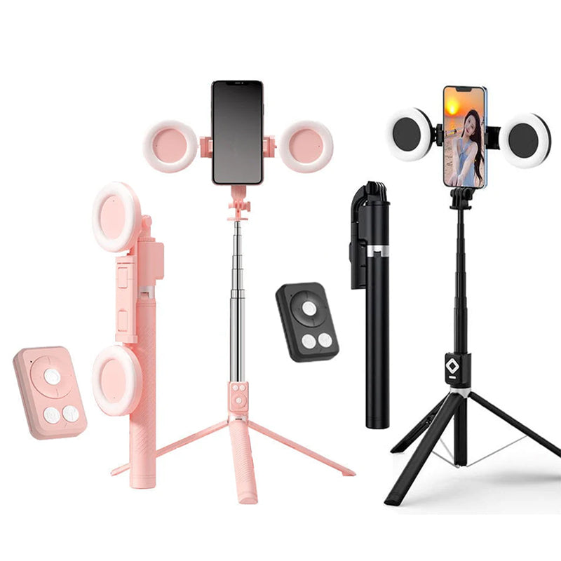 Nouveau bâton de selfie 6 en 1 avec lumière d'appoint