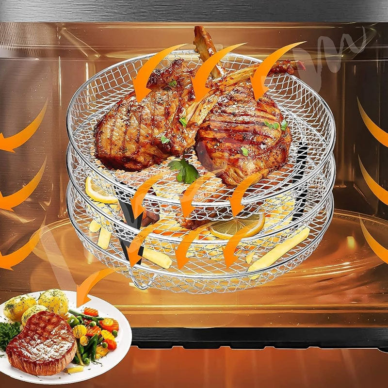 3-laags stapelbare airfryer rooster