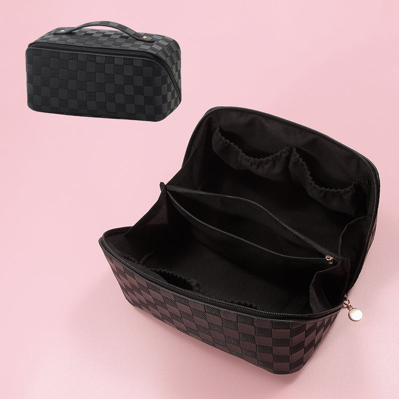 Vintage geruite cosmetische tas