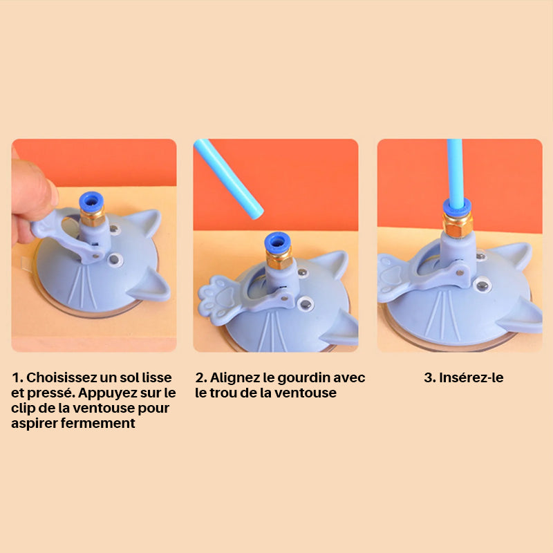 Jouet drôle de bâton de chat avec baguette détachable et base de ventouse