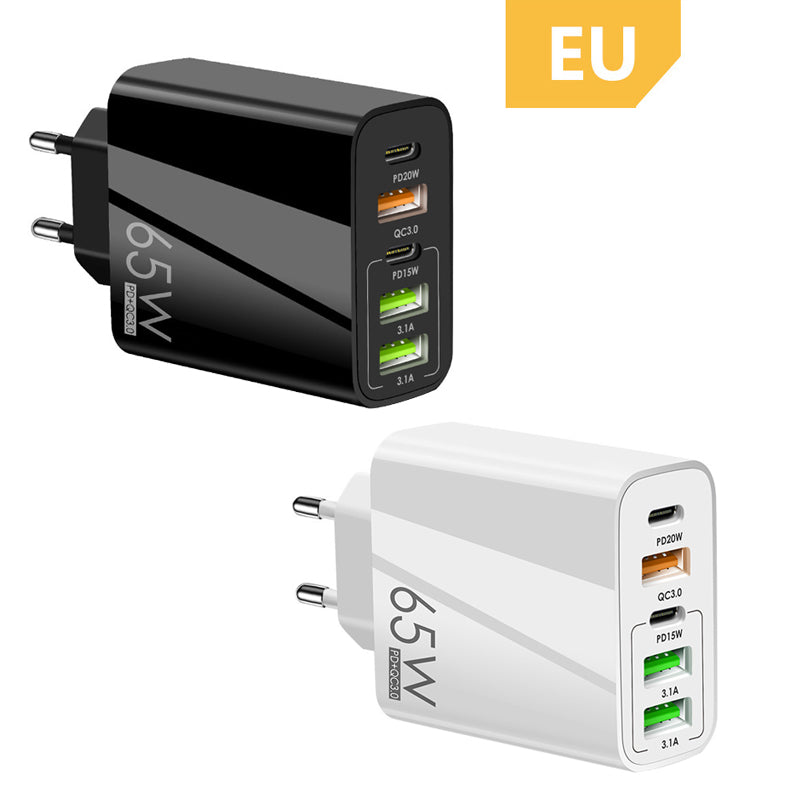 Snelle oplader voor meerdere poorten 65 W - EU-norm