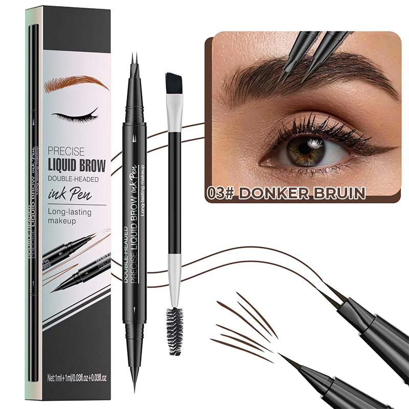 2-in-1 Dual-Ended Wenkbrauwpotlood met Micro-Vork-Tip Applicator en Precieze Borstel-Tip