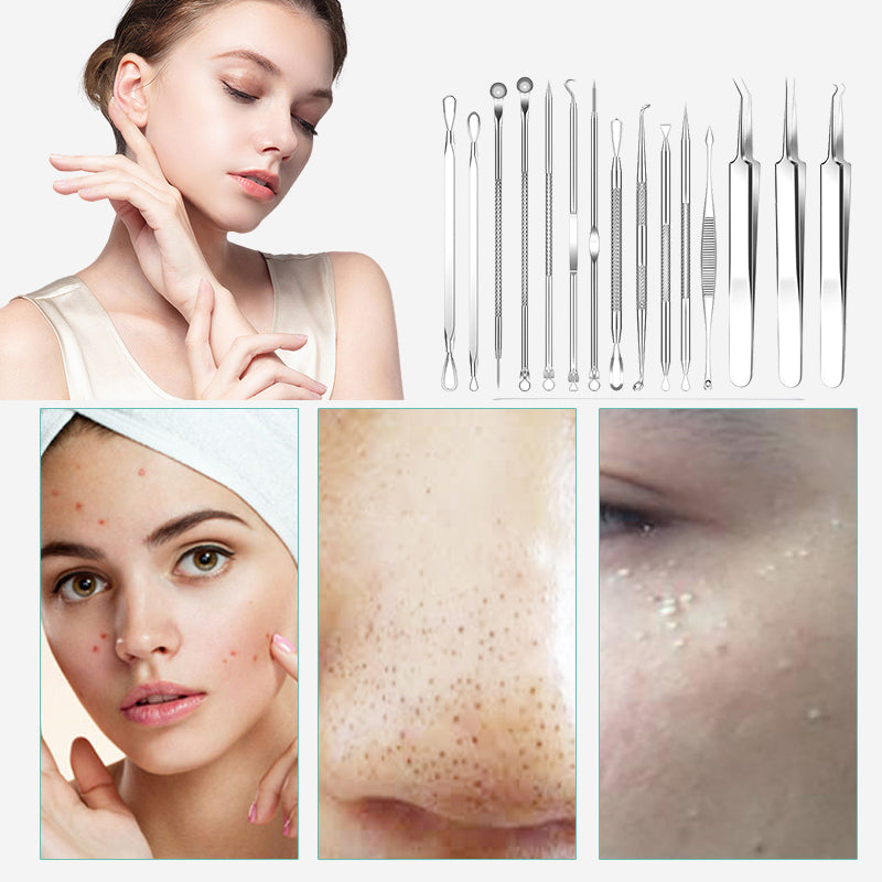 15-delige Roestvrijstalen Mee-eter & Acne Verwijder Set