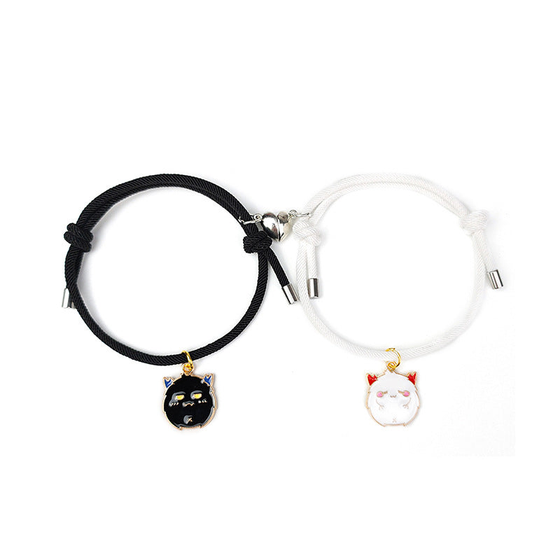 Bracelet magnétique pour couple avec coeur