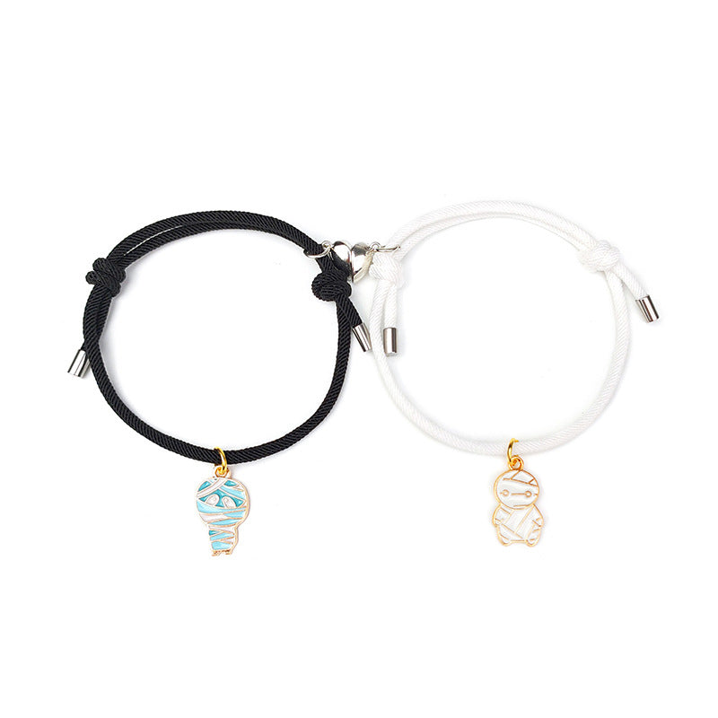 Bracelet magnétique pour couple avec coeur
