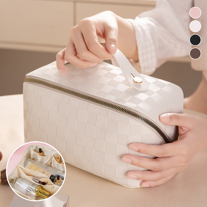 Vintage geruite cosmetische tas