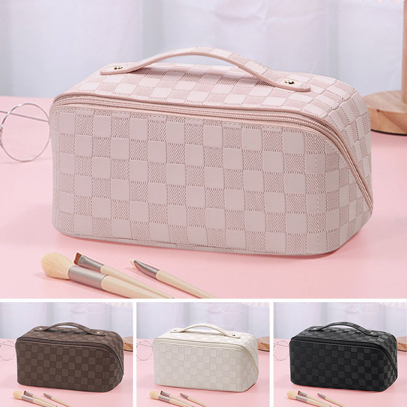 Vintage geruite cosmetische tas