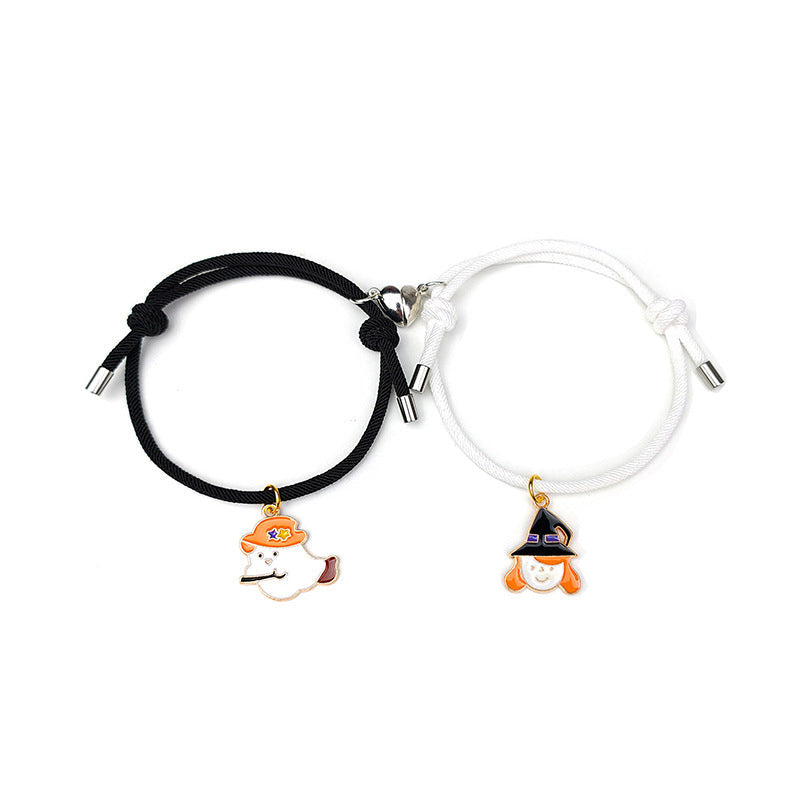 Bracelet magnétique pour couple avec coeur