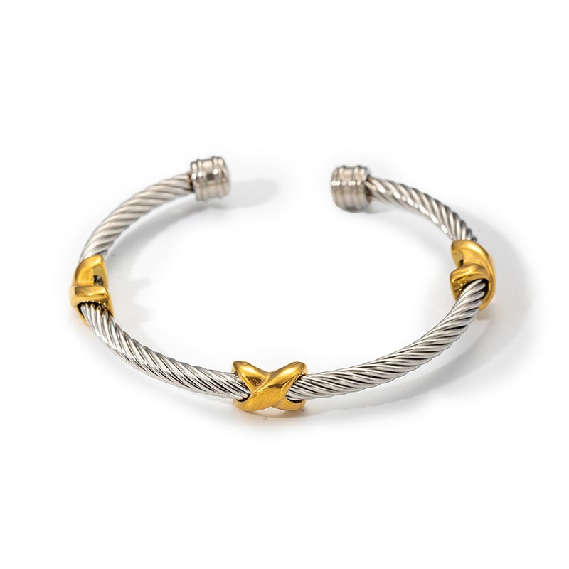 Tweekleurige knoop gedraaide armband