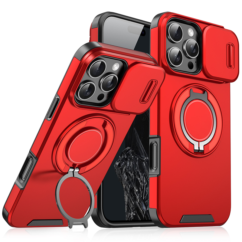 Robuuste telefoonhoes met ingebouwde ringstandaard en camerahoes
