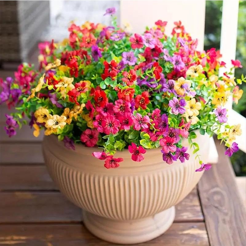 Kunstmatige bloem (12pcs/set), UV-bestendige kleurrijke nepbloem