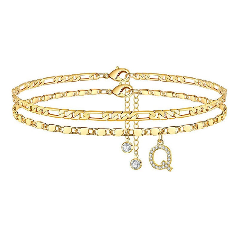 Gelaagde Enkelarmbanden voor Vrouwen - A tot Z Letters