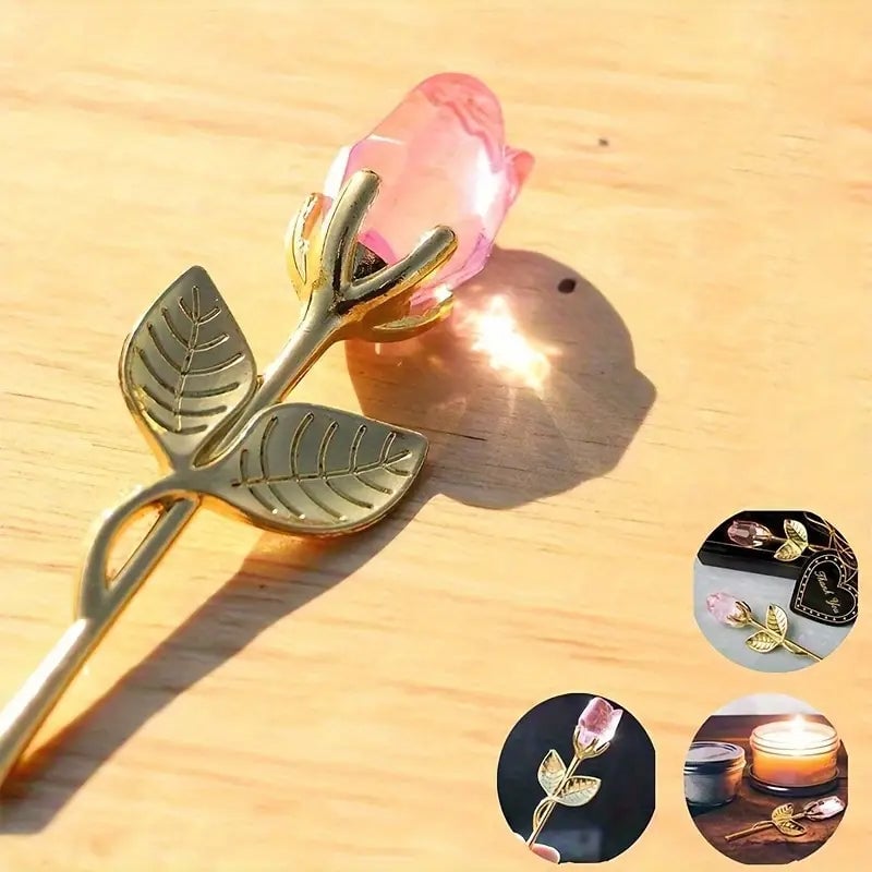 Kunstmatige rozentak met kristallen bloem