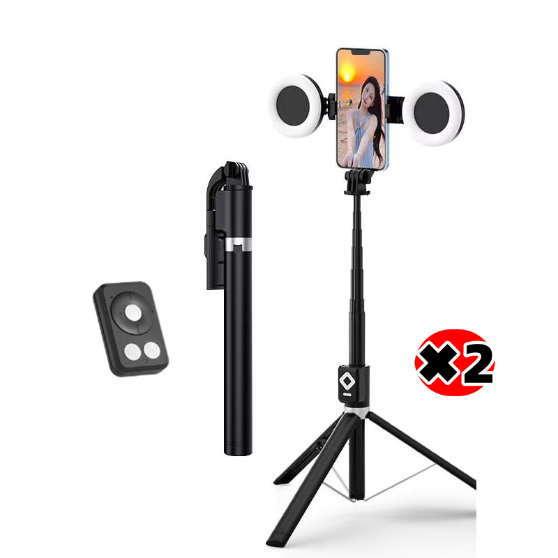 Nouveau bâton de selfie 6 en 1 avec lumière d'appoint