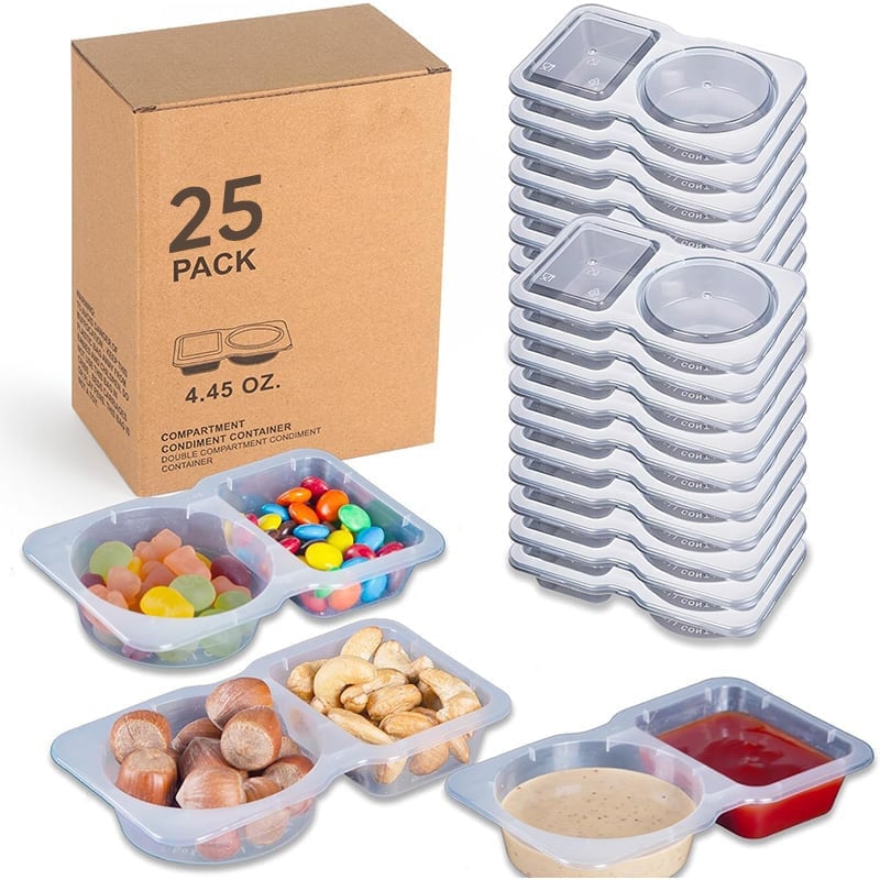 Snackcontainers met dubbele compartimenten en deksels