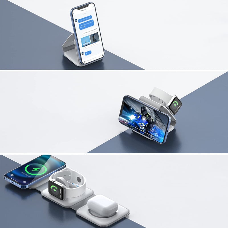 Nieuwe opvouwbare 3-in-1 draadloze oplader