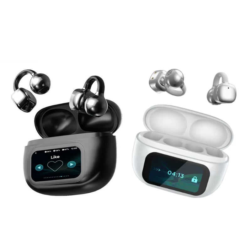 Clip-On Ear LCD Full Color Touchscreen Audio Draadloze Hoofdtelefoon
