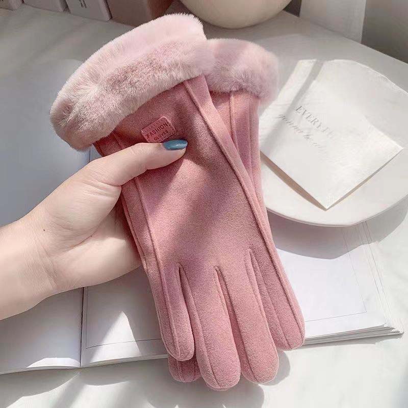 Gants à écran tactile chauds et coupe-vent de couleur unie