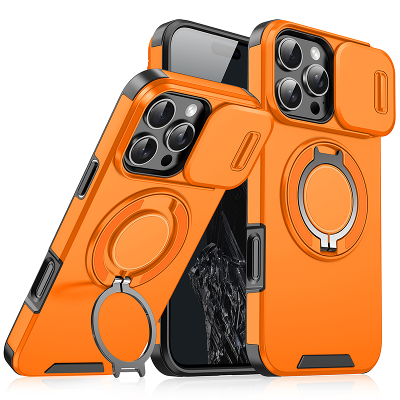 Robuuste telefoonhoes met ingebouwde ringstandaard en camerahoes