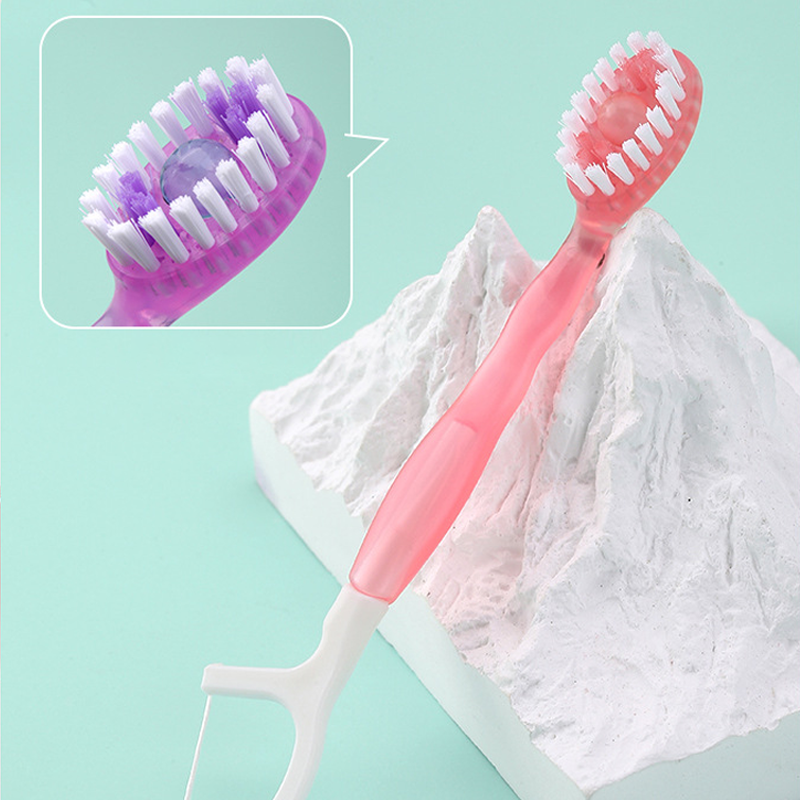 Mini brosse à dents 5 en 1 (dentifrice + fil dentaire + curette + gratte-langue) Set de voyage portable