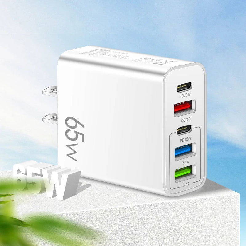 Snelle oplader voor meerdere poorten 65 W - EU-norm