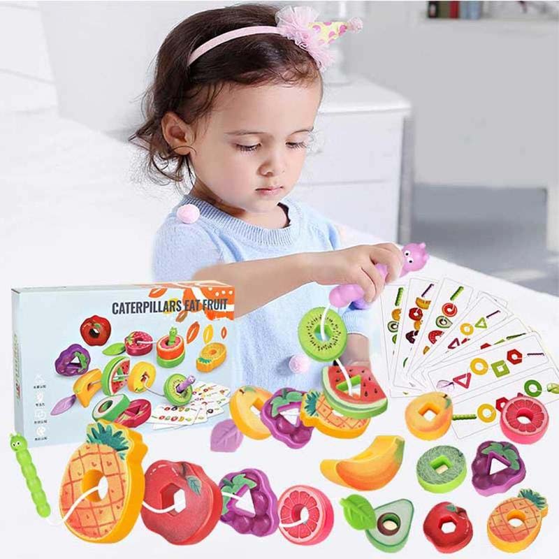 Jeu d'enfilage de fruits