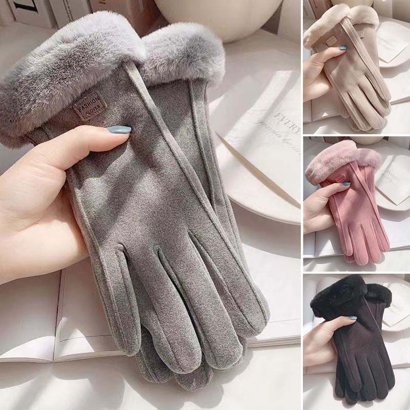 Gants à écran tactile chauds et coupe-vent de couleur unie