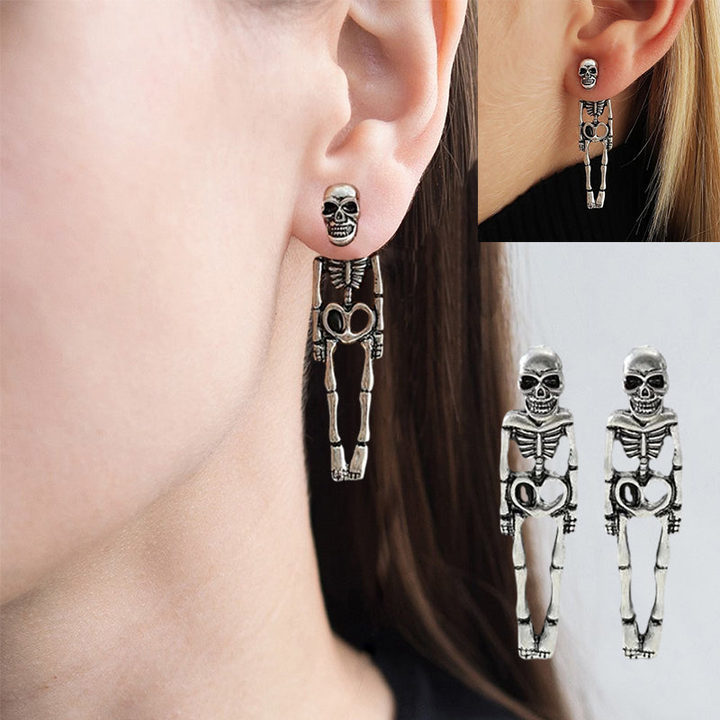 Boucles d'oreilles punk exagérées squelette fantomatique
