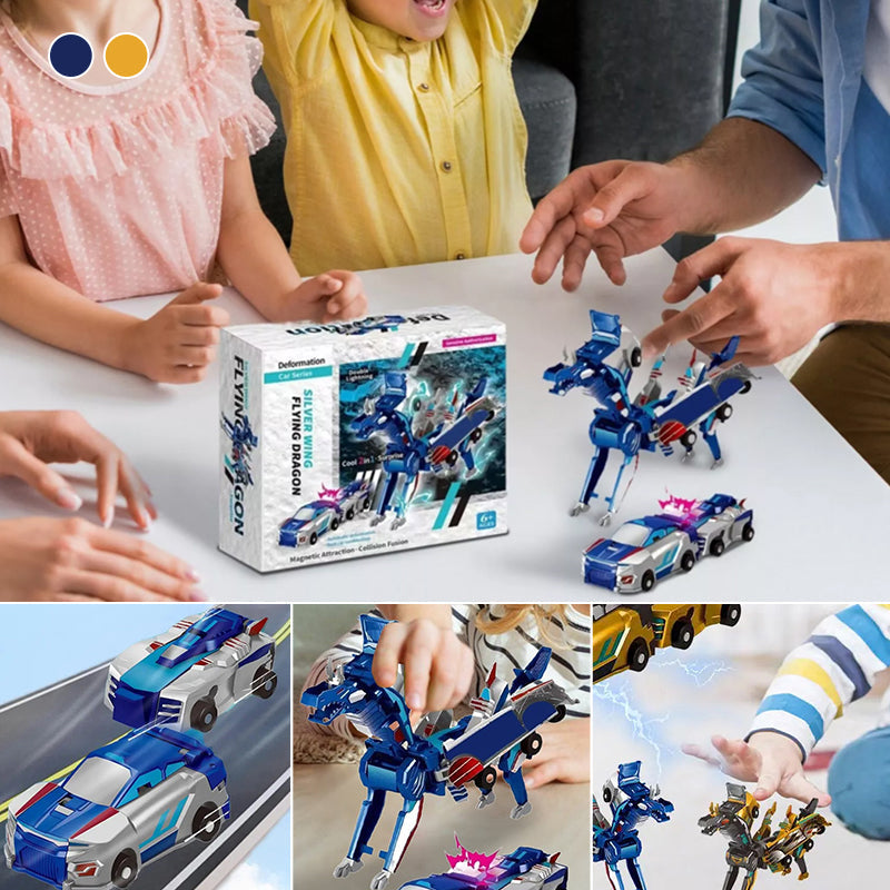 2-in-1 magnetische auto's die transformeren in vliegende draak en eenhoorn