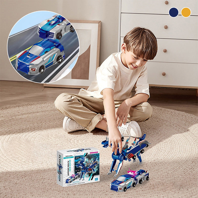 2-in-1 magnetische auto's die transformeren in vliegende draak en eenhoorn