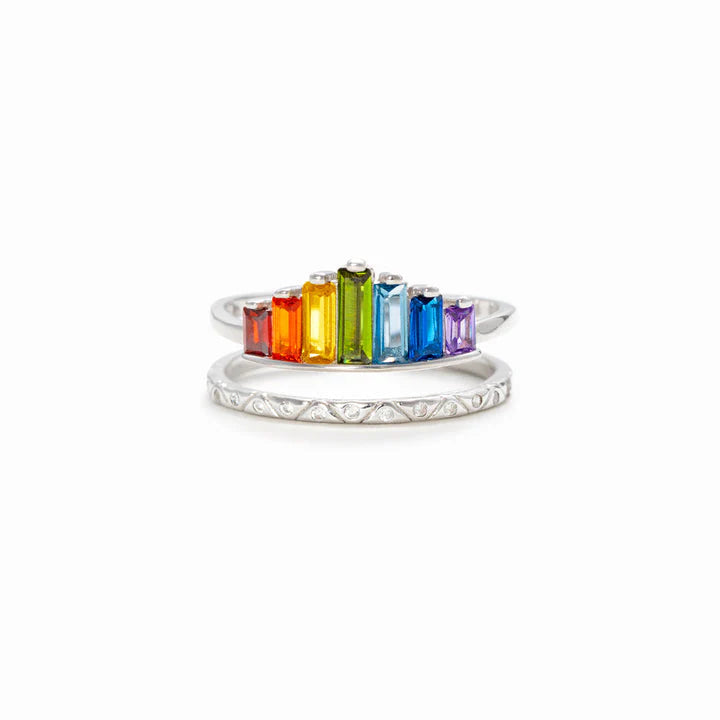 Bague d'Arc-en-ciel à Micro Diamants