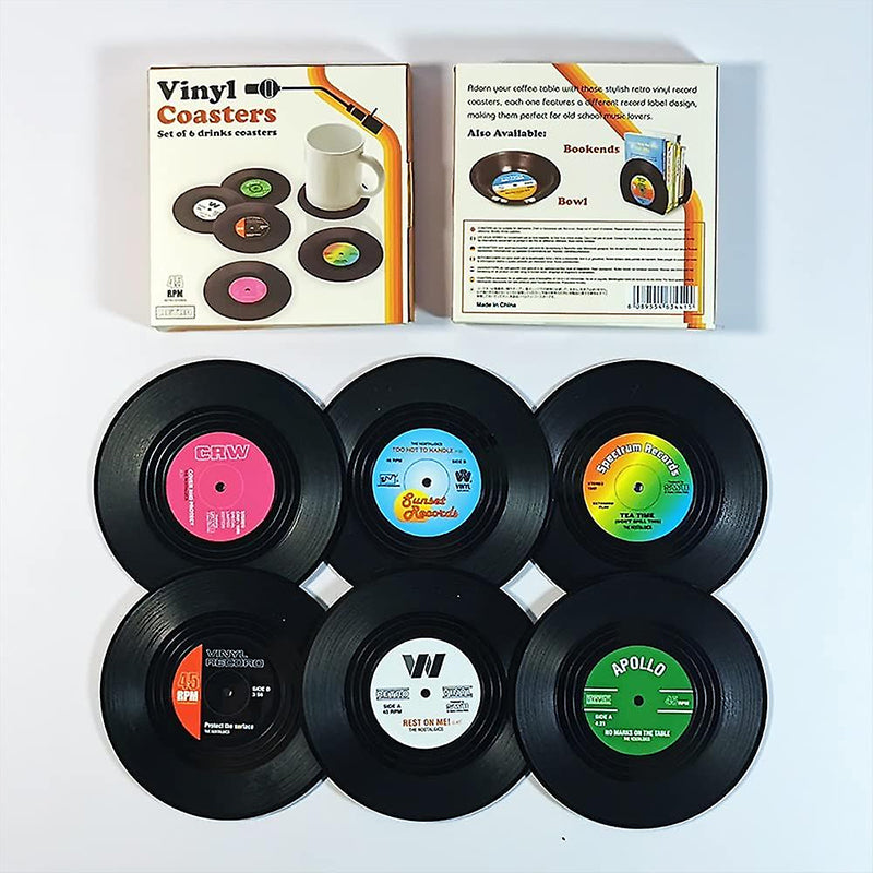 Dessous de verre en vinyle avec support de lecteur de vinyle rétro