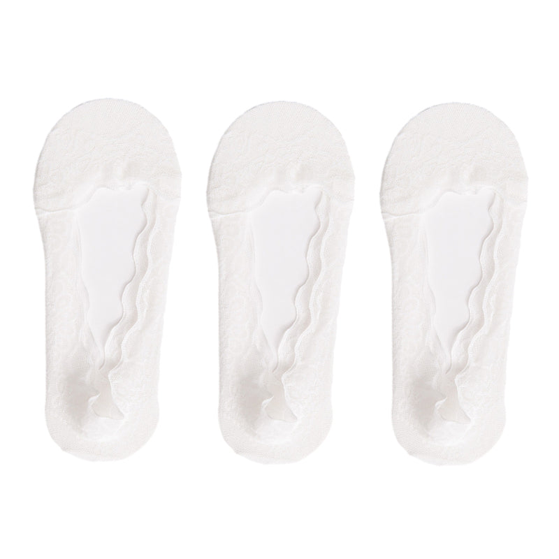 【3 paires】 Chaussettes invisibles en dentelle pour femme