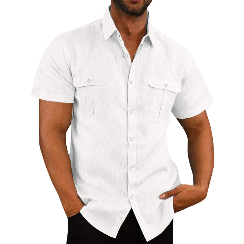 Chemise à manches courtes extensible avec poches