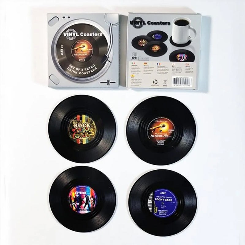 Dessous de verre en vinyle avec support de lecteur de vinyle rétro