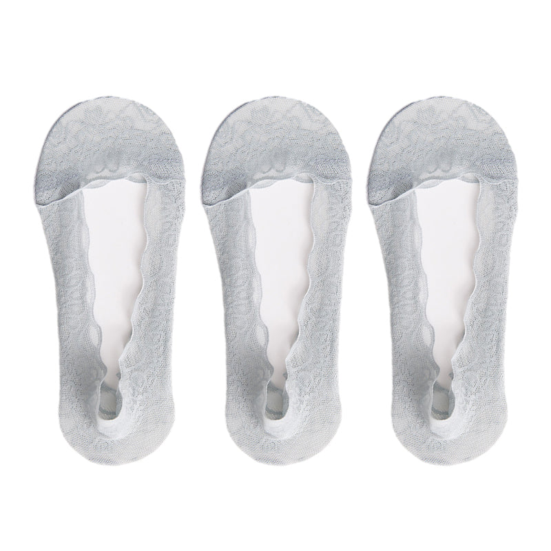 【3 paires】 Chaussettes invisibles en dentelle pour femme