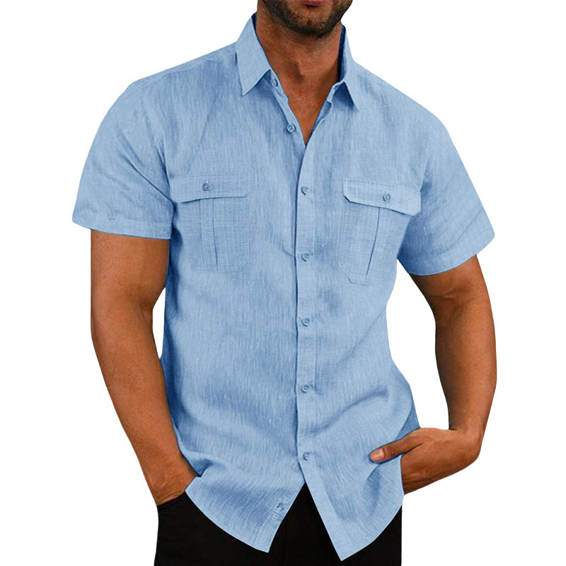 Chemise à manches courtes extensible avec poches
