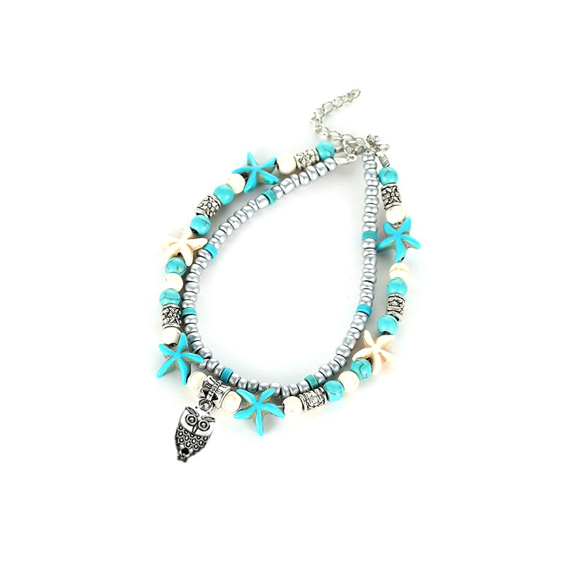 Tortue de Mer Bracelet de Cheville Étoile de Mer Turquoise