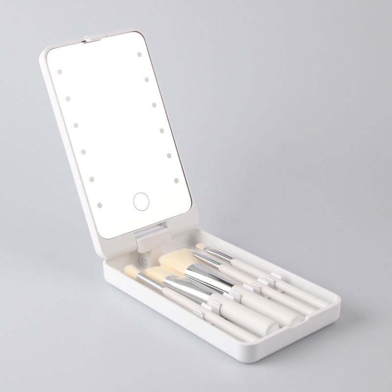 Ensemble de pinceaux de maquillage avec miroir lumineux LED