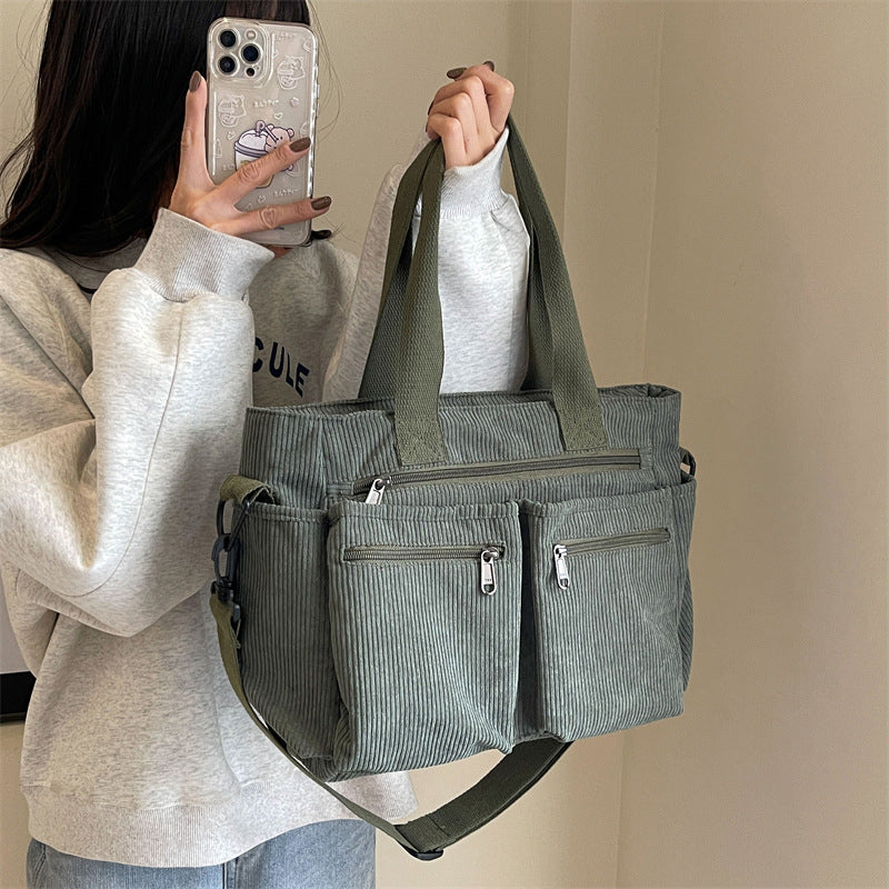Effen corduroy tas