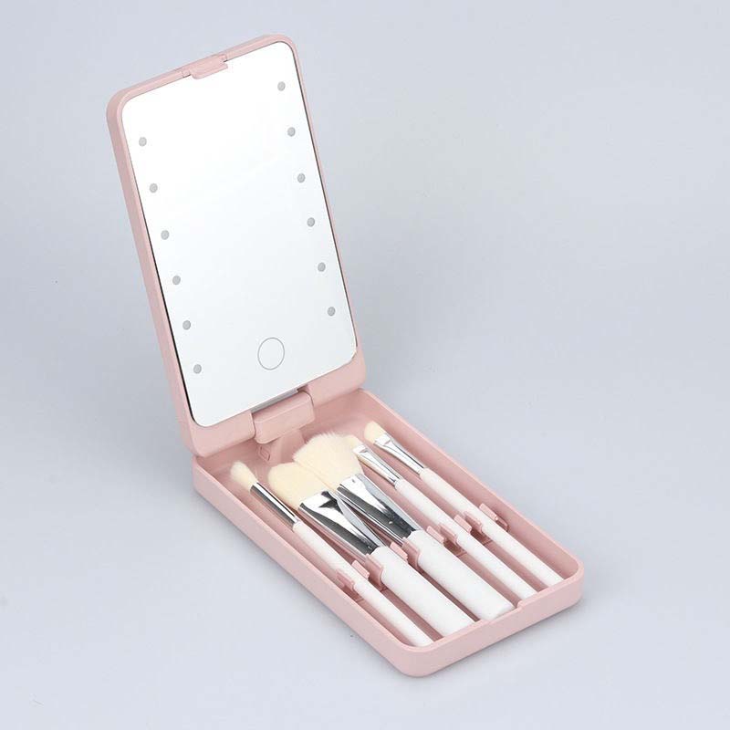 Ensemble de pinceaux de maquillage avec miroir lumineux LED