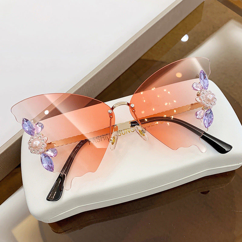 Chic Lunettes de soleil papillon diamant