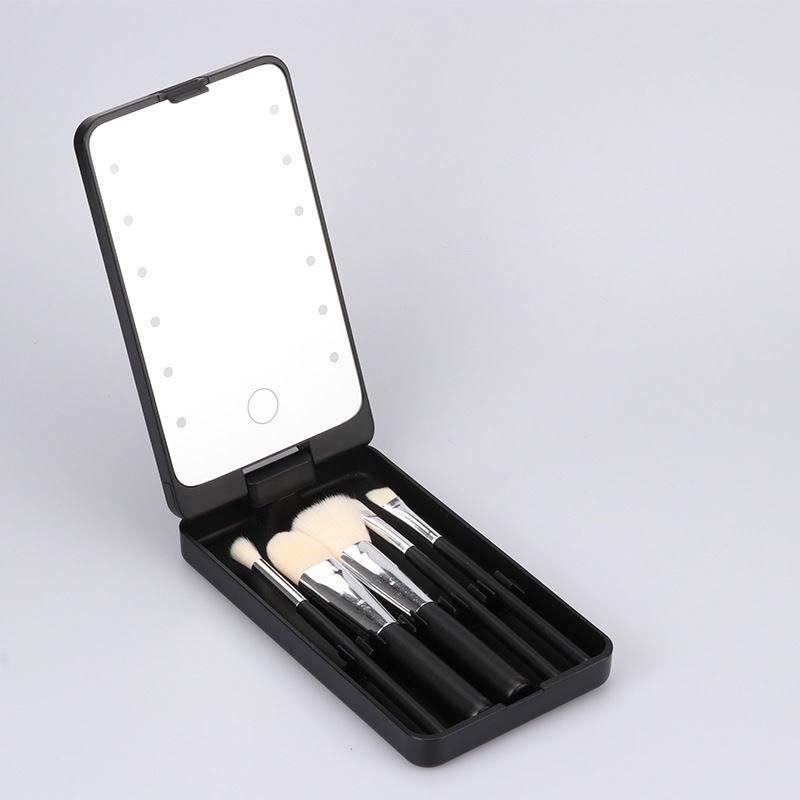 Ensemble de pinceaux de maquillage avec miroir lumineux LED