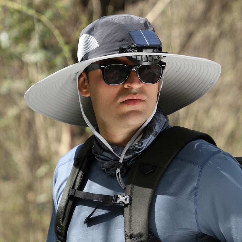 Chapeau de pêche en plein air avec ventilateur de charge solaire et USB