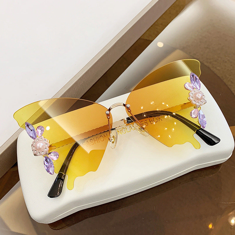 Chic Lunettes de soleil papillon diamant