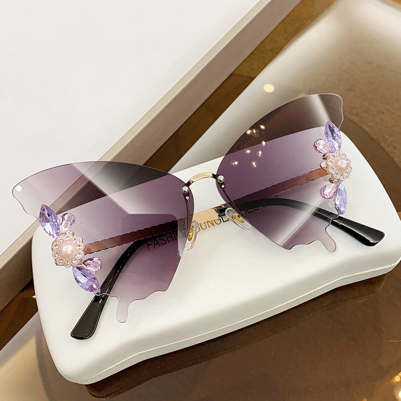 Chic Lunettes de soleil papillon diamant
